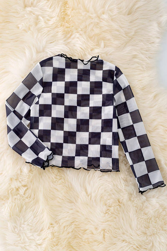 Black & White Checkered Mess Top