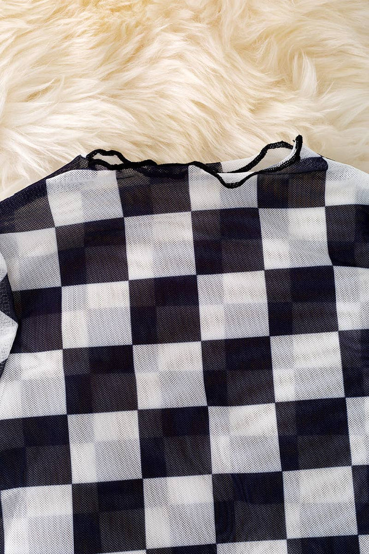 Black & White Checkered Mess Top