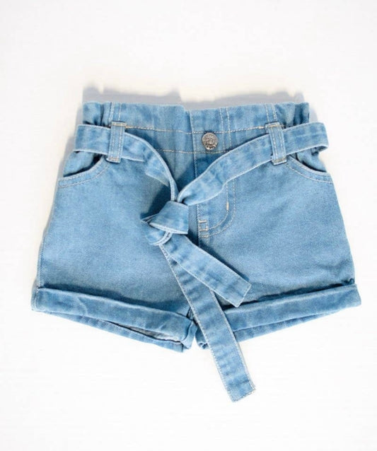 Little Lady Tie-Waste Denim Shorts